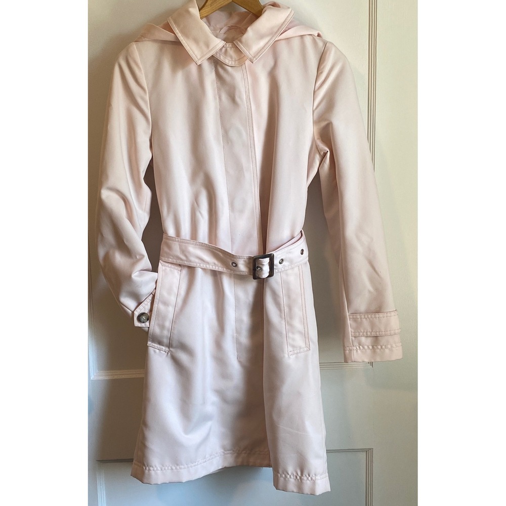 Antonio Melani AM303 Pale Pink Hooded Belted Trench Coat Womens XS